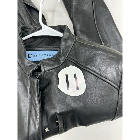 Reaction by Kenneth Cole Womens Jacket Size Small Black Leather Zip Up Lined - Picture 13 of 13